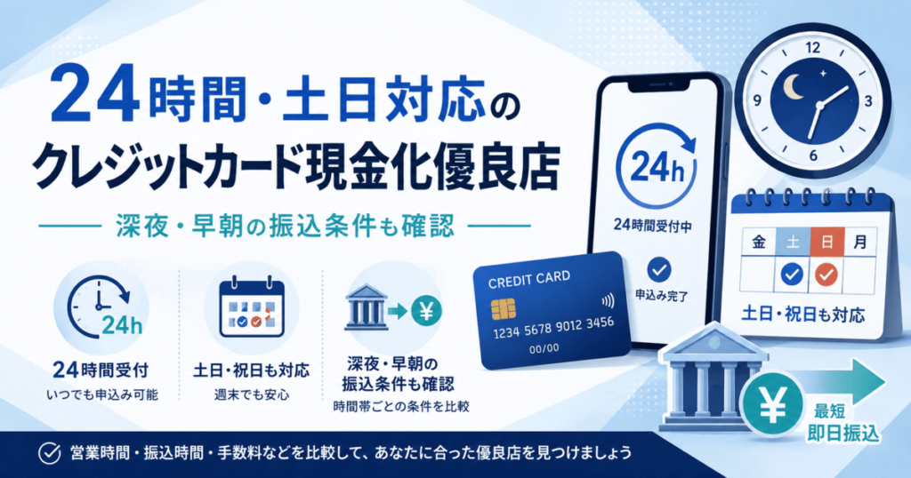 クレジットカード現金化優良店!深夜・早朝の振込条件